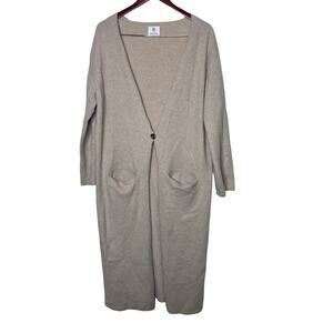 Anine Bing Jasni V-neck cardigan ivory cream long wool One Size